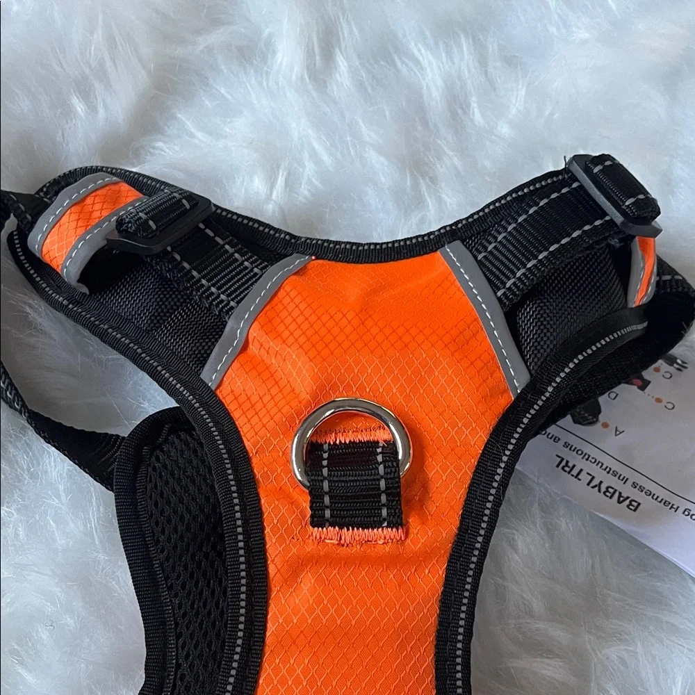NWT Orange and Black Dog Harness adjustable straps with safely lock Large - Picture 7 of 11
